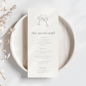 Einfaches und modernes Menü für jede Veranstaltung - Hochzeit/Probeessen/Firmenessen/Gala - Instant bearbeiten und herunterladen