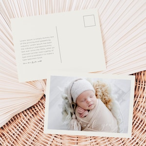 Carte postale moderne de faire-part de naissance de baby shower de remerciement - modification et téléchargement instantanés