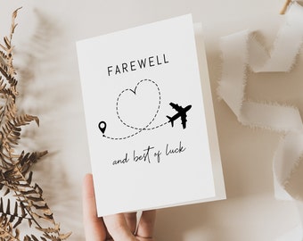 Farewell and Best of Luck - Digital Retirement/Moving/Relocation Card with Plane and Heart - Instant Download