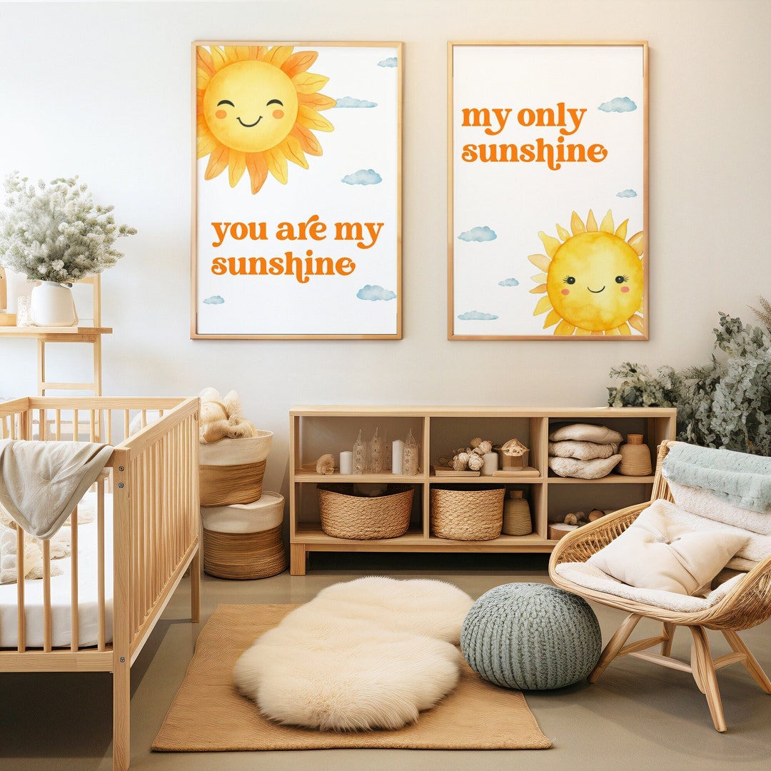 You Are My Sunshine Nursery Art Print Set: Sun & Clouds (digital ...