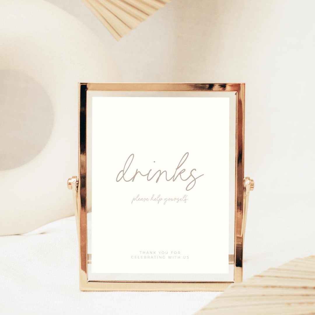 Table Top Drinks Sign, Please Help Yourself 5x7 Inch - Instant Edit and ...