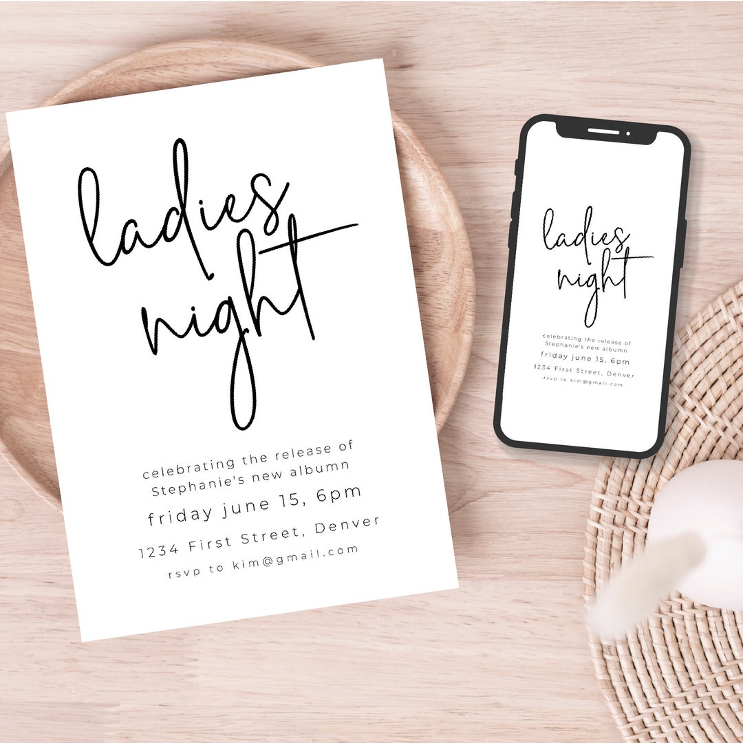 Modern Ladies Night Invitation Template: Bachelorette, Bridal Shower ...