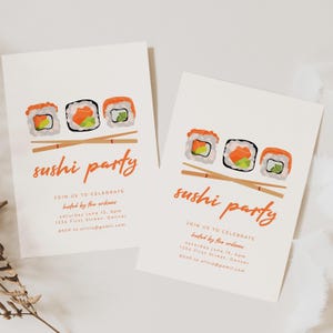 Sushi Party Invitation Template - All Occasions - Birthday, Housewarming, Baby shower - Instant Edit and Download