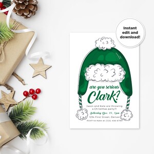 Are You Serious Clark? - Christmas Vacation - Cousin Eddie Themed Christmas Holiday Party Invitation - Instant Edit and Download