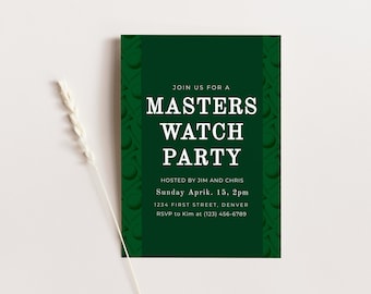 Masters Golf Watch Party Invitation Template: Plaid Design (Digital Download)