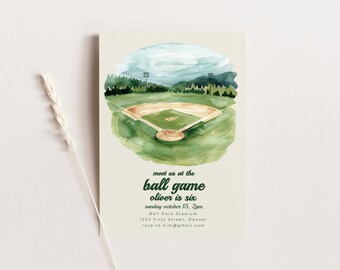 Baseball Birthday Party Invitation Template: Stadium Theme (Digital Download)