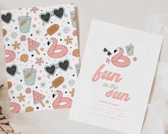 Fun in the Sun Summer Birthday Party Invitation - Instant Edit and Download