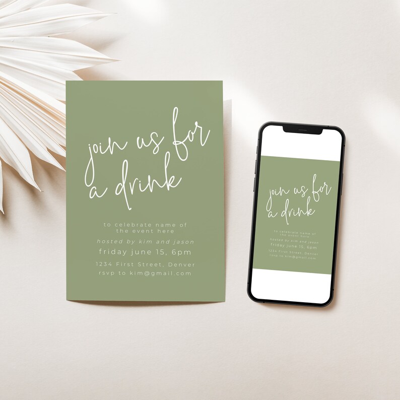 Sage Green Invitation Template: Housewarming, Birthday, Anniversary ...