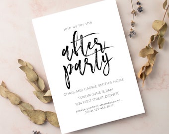 After Party Invitation Template - Any Color Background - Engagement, Rehearsal, Housewarming, Baby shower, Retirement