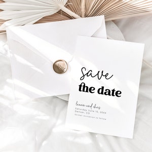 Simple and Modern Script and Vintage Save the Date Party Invitation Template - Instant Edit and Download
