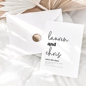 Simple and Modern Script and Vintage Save the Date with Large Names Party Invitation Template - Instant Edit and Download