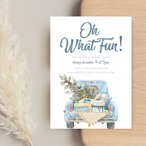Vintage Truck Christmas Party Invitation Template (Instant Download)