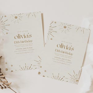 Gold Confetti Birthday Invitation Template - Any Age - Instant Edit and Download