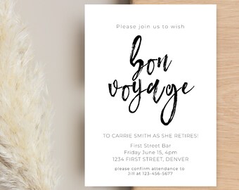 Bon Voyage Invitation Template - Any Color Background - Engagement, Rehearsal, Housewarming, Baby shower, Retirement