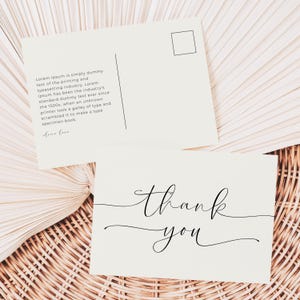 Modern Simple Custom Thank You Post Card with Name and Message - Instant Edit and Download