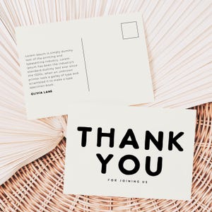 Modern Simple Custom Thank You Post Card with Name and Message - Instant Edit and Download