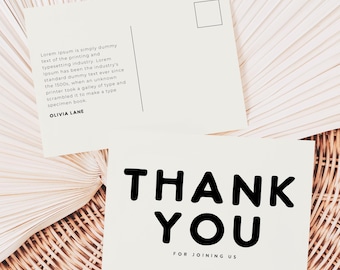 Custom Thank You Postcard: Modern Simple Design (Instant Download)