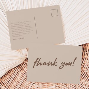 Modern Simple Custom Thank You Post Card with Name and Message - Instant Edit and Download