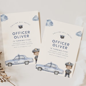 Calling all Units - Police Theme Birthday Party Invitation Template - Instant Edit and Download
