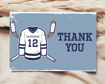Hockey Thank You Card Template: Jersey & Sticks (Instant Download)