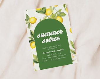 Lemon Summer Soiree Invitation: Pool Party Template (Digital Download)