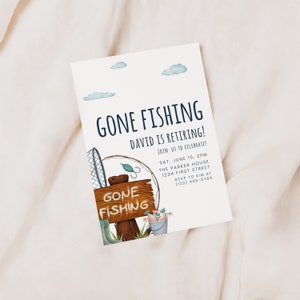 Fishing Theme Retirement Party Invitation Template - Print or text/email - Instant Edit and Download