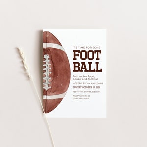 Watercolor Football Party Invitation: Super Bowl Template (Digital Download)