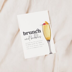 Brunch and Bubbly Party Invitation Template with Champagne - Engagement, Rehearsal, Housewarming, Baby shower, Retirement