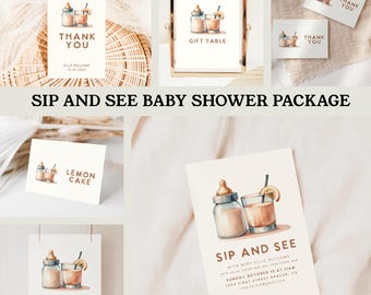 Sip and See Baby Shower Party Package: Instant Download