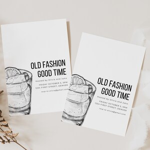 Old Fashion Good Time Party Invitation Template with Old Fashioned Cocktail - All Occasions - Engagement, Rehearsal, Housewarming