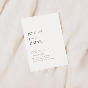 Begleiten Sie uns zu einer Drink-Party-Einladungsvorlage - Sofort bearbeiten und herunterladen - Einweihungsparty, Geburtstag, Jubiläum, Ruhestand