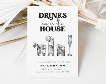 Housewarming Invitation Template: Modern Cocktail Design (Digital Download)