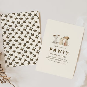 Dog Puppy Themed Birthday Party Invitation Template - Instant Edit and Download