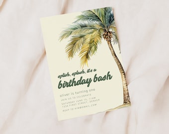 Invitación para fiesta de cumpleaños de surf: temática playera (Editar y descargar)