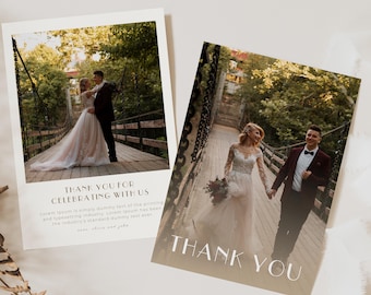 Modern Wedding Thank You Card: Photo Template (Instant Download)