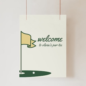 Bienvenido a Par-Tee Birthday Party Poster Sign Yellow Golf Theme - Edición y descarga instantáneas