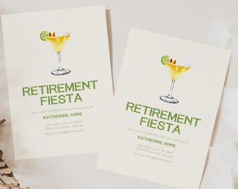 Fiesta Retirement Party Invitation: Margarita Theme (Editable Template)