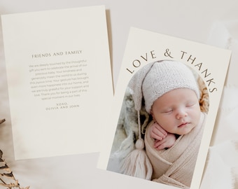Baby Shower Thank You Card: Photo Birth Announcement (Instant Download)