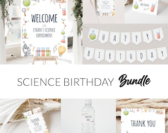 Science Birthday Party Bundle: Editable Science Equipment Theme (Digital Download)