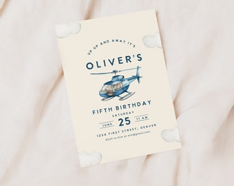 Helicopter Birthday Party Invitation Template (Instant Download)
