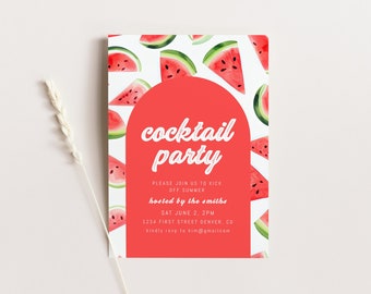 Watermelon Cocktail Party Invitation: Summer Pool Party Template (Instant Download)