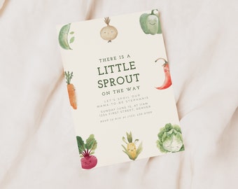 A Little Sprout Is On The Way Baby Shower Invitation Template - Instant Edit and Download