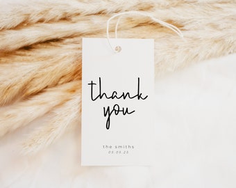 Modern Thank You Tag Template: Simple Gift Bag Favor (Digital Download)