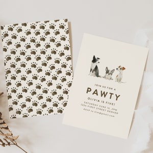 Dog Puppy Themed Birthday Party Invitation Template - Instant Edit and Download
