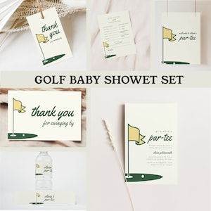Join Us to Par-Tee Baby Shower Set Template Yellow Golf Theme - Instant Edit and Download