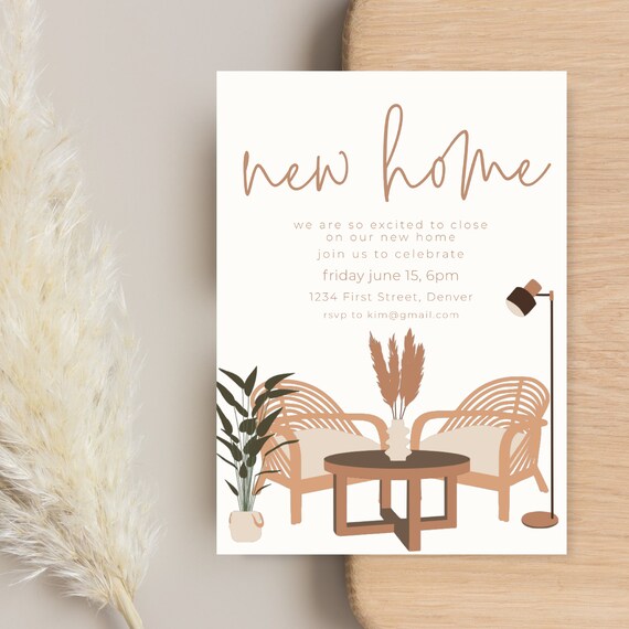 Home Interior Invitation Templates Rustic Nest Theme Housewarming