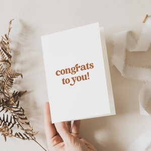 Printable Congrats to You Congratulations - Digital Birthday Card Simple Beige and White - Instant Download