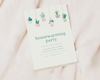 Hanging Plants Housewarming Invitation Template (Digital Download)