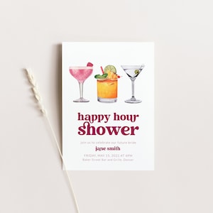 Modello semplice e moderno per invito a una festa di addio al nubilato e happy hour con bevande - Modifica e download istantanei
