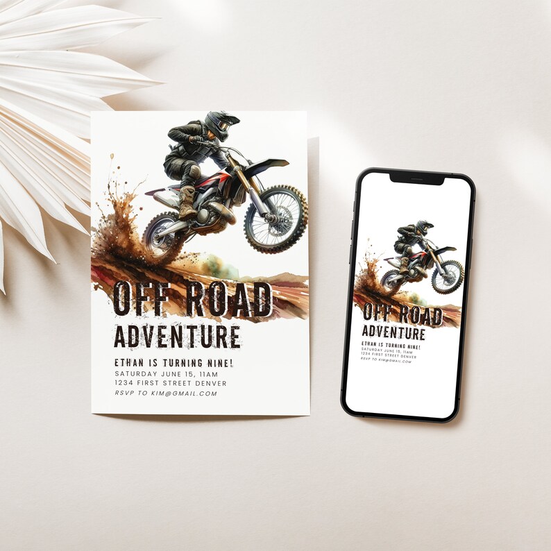 Off Road Adventure Motocross/Motorcycle Theme Birthday Party Invitation Template Any Age Instant Edit and Download image 3
